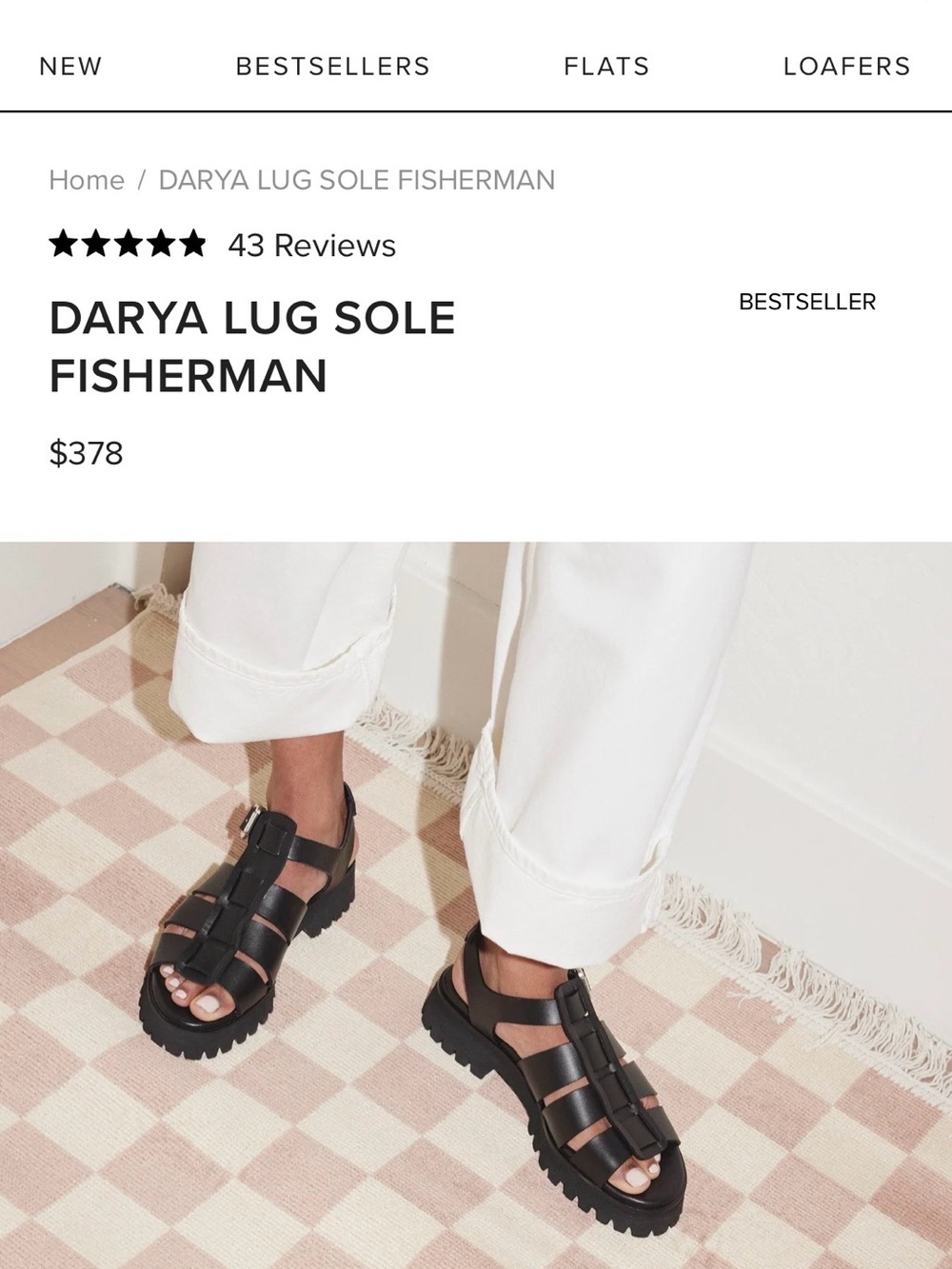 Freda Salvador Darya Lug Sandal Black 7.5, fisherman, worn once only